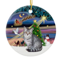 Xmas Magic - Silver Tabby cat Christmas Ornament