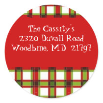 Xmas plaid label - Customised Stickers