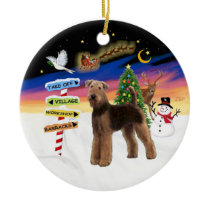 Xmas Signs - Airedale (standing) Christmas Ornaments