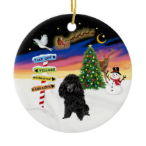Xmas Signs - Black Toy Poodle Christmas Tree Ornaments