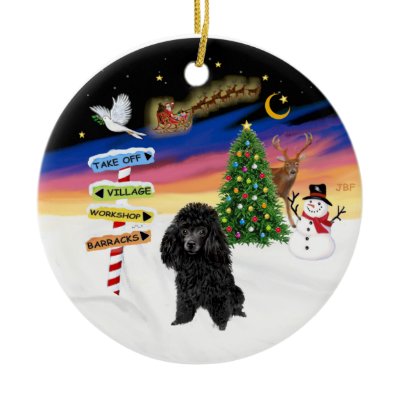 Xmas Signs Black Toy Poodle Christmas Ornaments