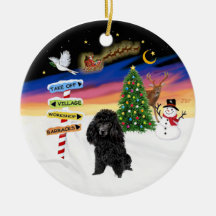 Xmas Signs - Black Toy Poodle Christmas Tree Ornaments