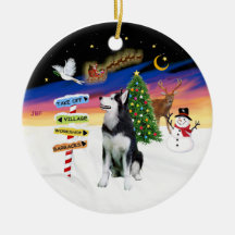Xmas Signs - Siberian Husky #1 Christmas Tree Ornament