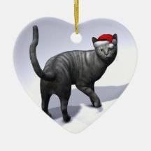 Xmas Silver Tabby Christmas Tree Ornaments
