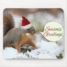 Xmas Squirrel in Snow Mouse Pads