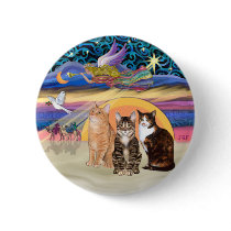 Xmas Star (R)  -Three cats (AmSH) Pinback Buttons