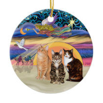 Xmas Star -Three cats (AmSH) Christmas Ornament