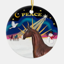 Xmas Sunrise - Chestnut Horse Christmas Tree Ornaments