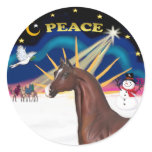Xmas Sunrise PEACE - Brown Arabian Horse Stickers