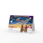 Xmas Sunrise - Two Airedales Greeting Card