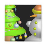 Xmas tree & snowman magnets