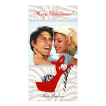 Xmas Zebra Fashion Shoe Heart Photo Card Red