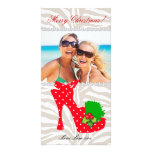 Xmas Zebra Shoe Photo Card Template Red Dots