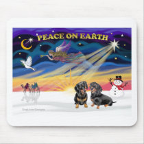 XmasSunrise-2 black Dachshunds Mouse Pad