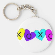 XO Hugs and Kisses Hearts Keychains