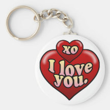 XO I love you with hearts. Key Chains