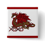 XOXO red and brown dragon Pinback Button