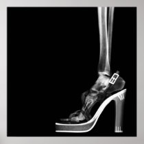 XRAY HIGH HEEL LADY SKELETON FOOT B&W