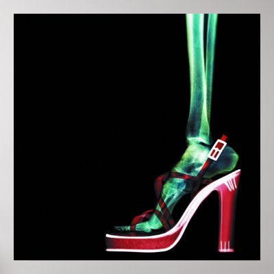 XRAY HIGH HEEL LADY SKELETON FOOT ORIGINAL PRINT by VoXeeD