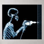 XRAY SKELETON DRILL BLACK BLUE posters