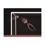XRAY SKELETON SOCCER GOALIE RED postcards