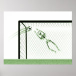 XRAY SKELETON SOCCER GOALIE WHT GREEN POSTER