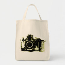 XRAY VISION CAMERA BLACK YELLOW TOTE BAG