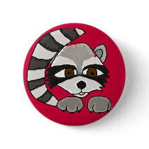 XX- Artistic Racoon Pinback Button