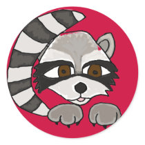 XX- Artistic Racoon Round Stickers