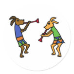 XX- Dancing Dogs Cartoon Round Stickers