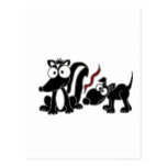 XX- Dog Sniffing Skunk Butt Cartoon Post Cards