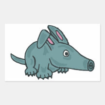 XX- Funny Aardvark Cartoon Rectangle Stickers