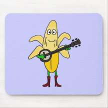 XX- Funny Banana Playing Banjo Cartoon Mousemats