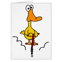 XX- Funny Duck on a Pogo Stick Greeting Cards