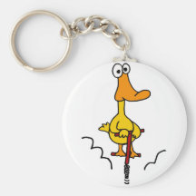 XX- Funny Duck on a Pogo Stick Key Chain