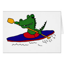 XX- Funny Gator Kayaking Greeting Cards