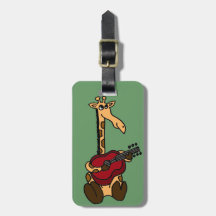 XX- Funny Giraffe Playing Guitar Bag Tag