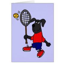 XX- Funny Puppy Dog Playing Tennis Cards