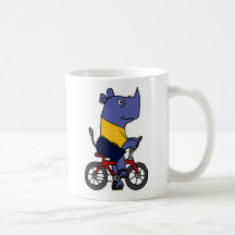 XX- Funny Rhino Riding Bicycle Cartoon Coffee Mug