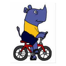 XX- Funny Rhino Riding Bicycle Cartoon Postcards