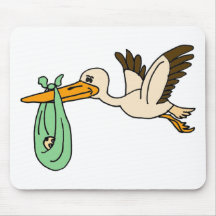 XX- Funny Stork Carrying Baby Mouse Mat