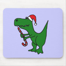 XX- Funny T-rex Dinosaur Wearing Santa Hat Mousepads