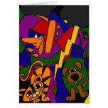 XX- Raining Cats and Dogs Abstract Art Greeting Card