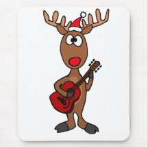 XX- Rudolph Reindeer Playing Guitar Mousepads