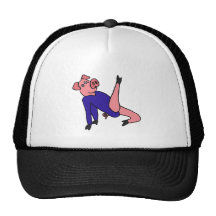 XY- Pink Pig Gymnast doing Floor Exercises Mesh Hats