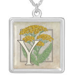 Y for Yarrow Flower Monogram Custom Necklace