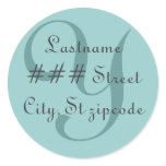 Y monogram return address label - personalize info round stickers