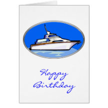 Yacht in Oval Greeting Cards