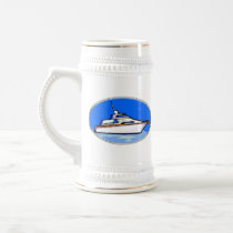 Yacht in Oval Coffee Mugs