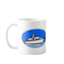 Yacht in Oval Coffee Mugs